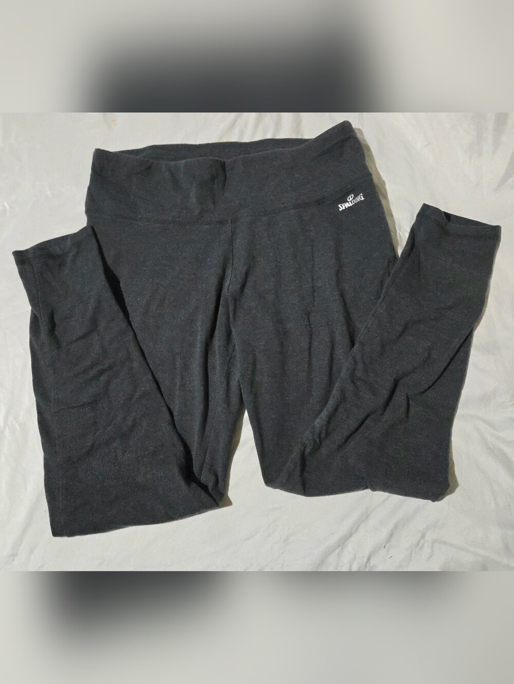Spalding Women's Charcoal Gray Cropped Athletic Leggings Athleisure Workout XL